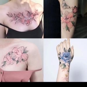 9 Pcs Flower Temporary Tattoo Beautiful Color Chest and Shoulder Tattoo